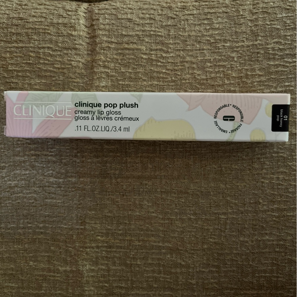 Clinique Pop Plush Creamy Lip Gloss-01 Black Honey Pop 0.11 oz/3.4ml Full Size